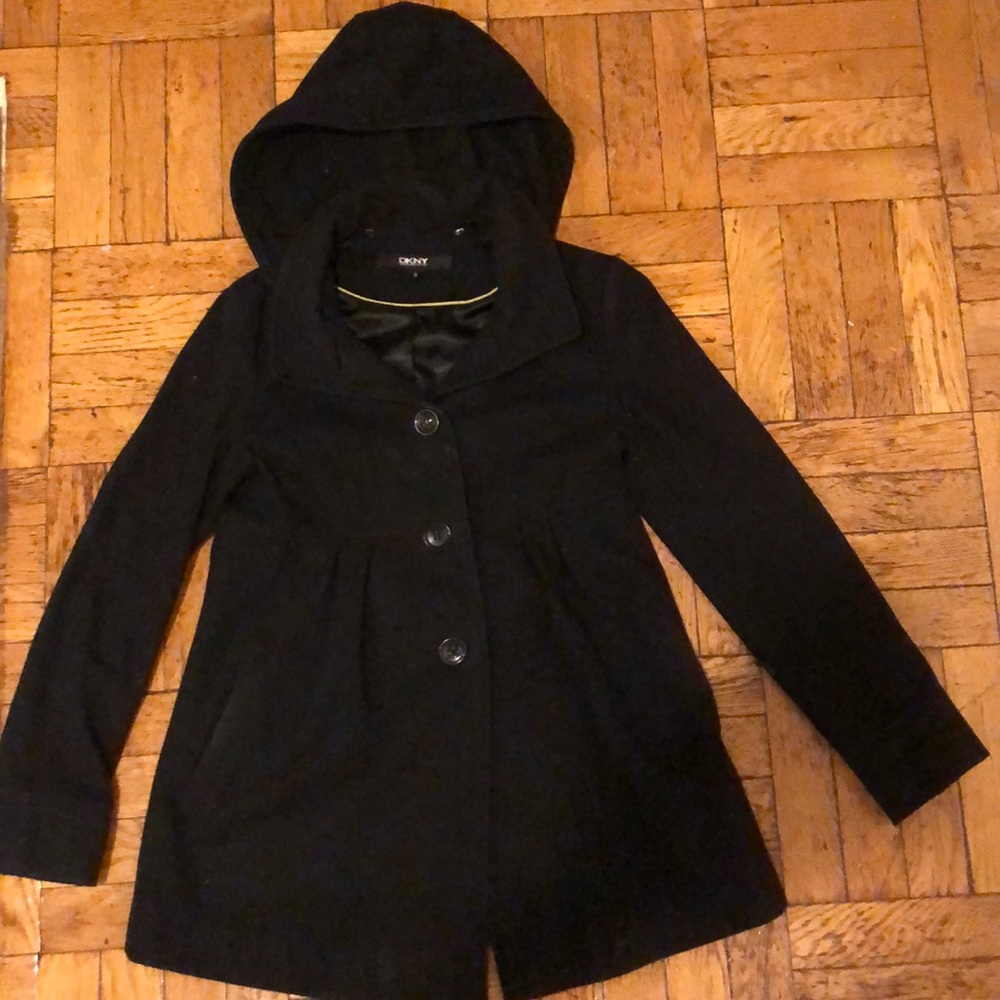 DKNY black pea coat